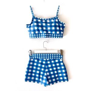 Blue and White Checkered Two-Piece Set 2XL